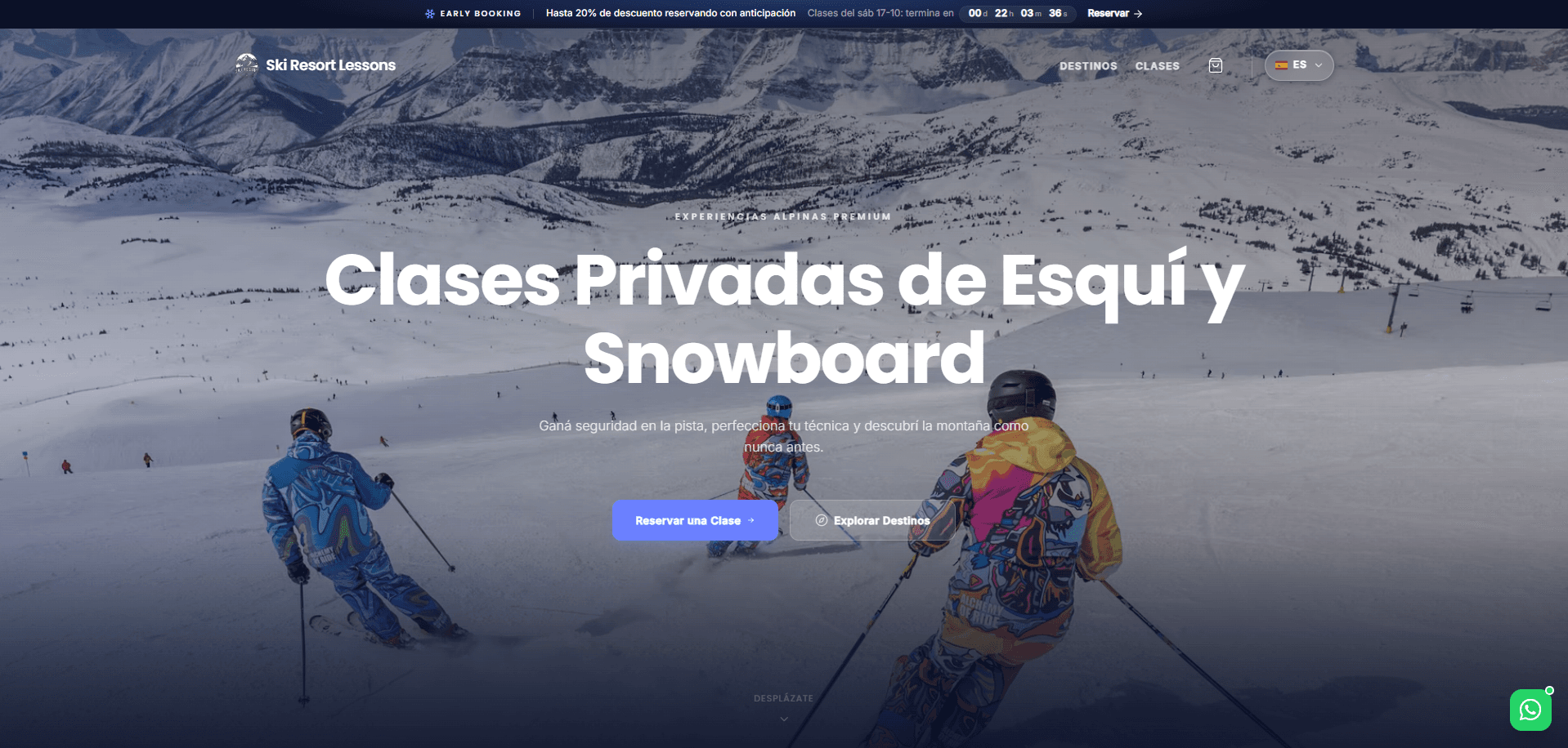 Vista del sitio de Ski Resort Lessons